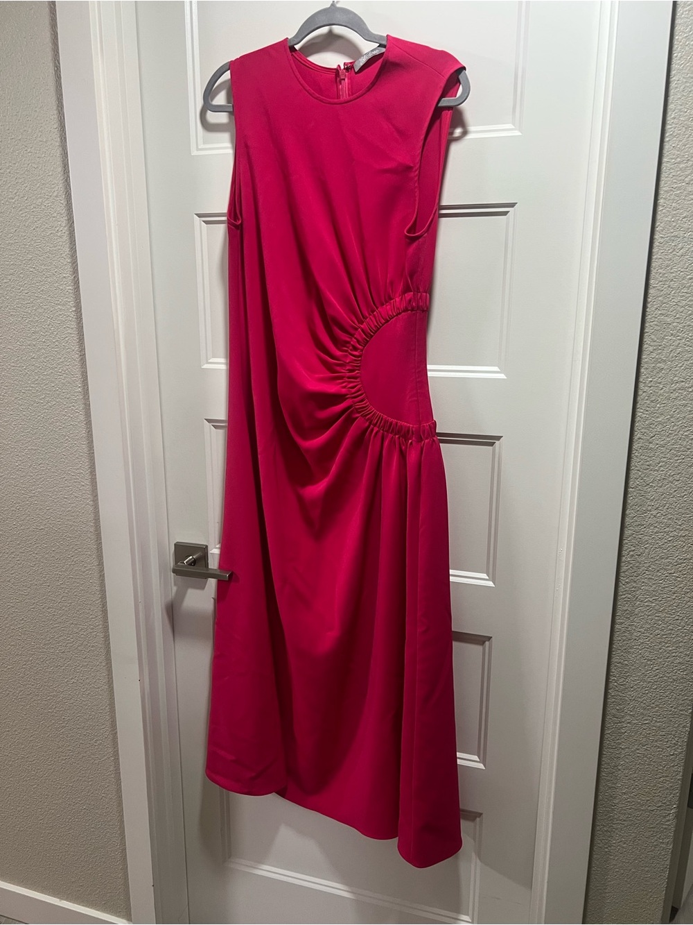 Lela Rose Fuchsia Ruched-Cutout Dress